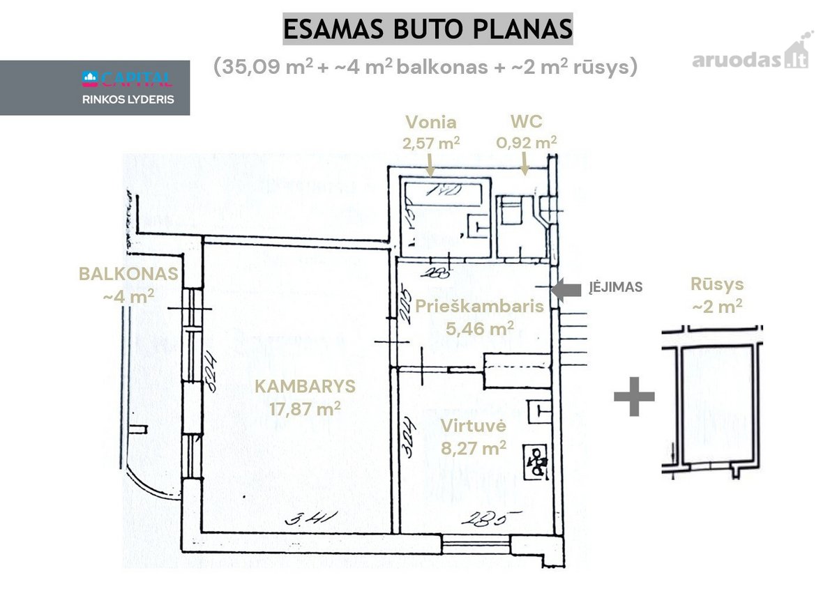 Parduodamas tvarkingas 1 kambario Butas - nuotraukos Nr. 21
