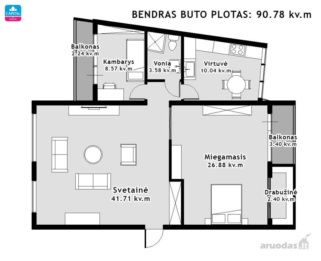 Parduodamas Rekonstruotas Butas Žaliakalnyje, - nuotraukos Nr. 3