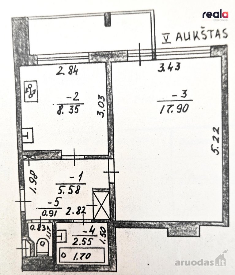 Parduodamas 35,29 kv. m, vieno kambario butas - nuotraukos Nr. 10