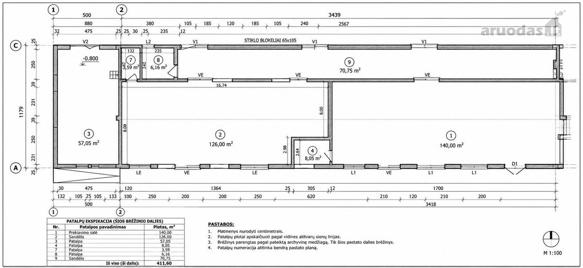 Išnuomojamos arba parduodamos 500 m2 patalpos - nuotraukos Nr. 9