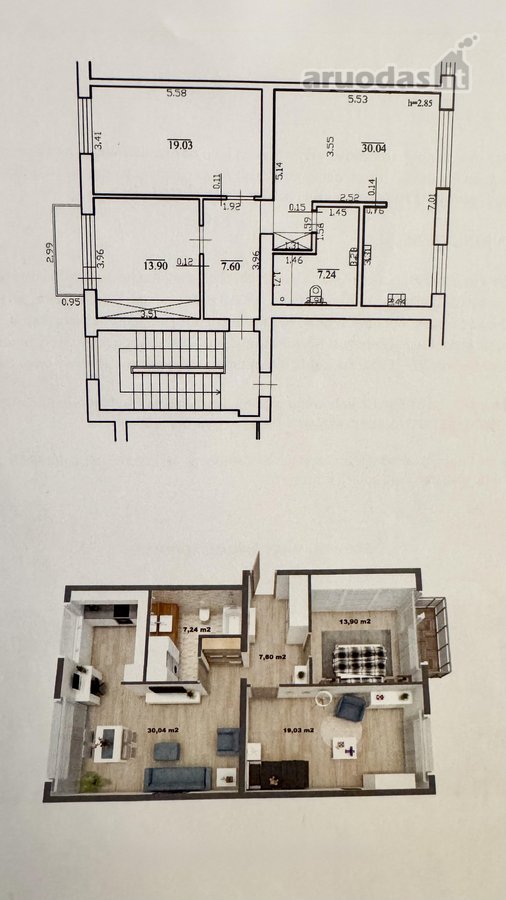 Nuomojamas 3 kambarių, 78 m² butas Vilniaus - nuotraukos Nr. 24