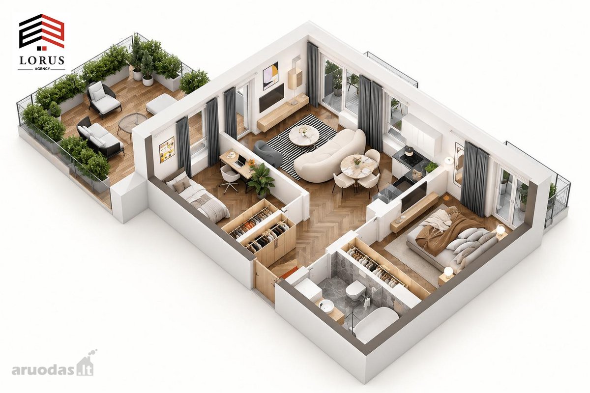 Išskirtinis 3 Kambarių Butas Su 40 M² Terasa  - nuotraukos Nr. 26