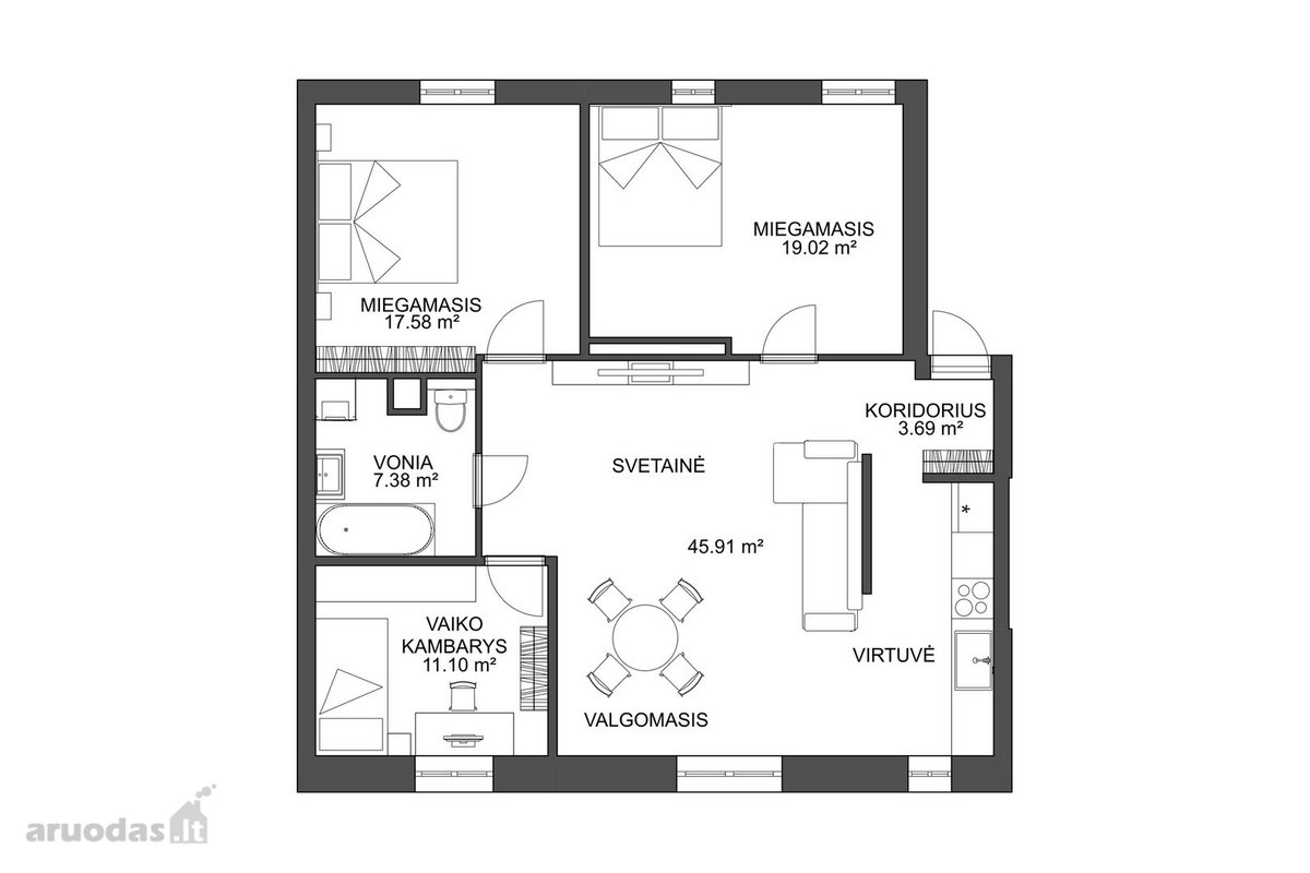 105 M² Ir Trys Erdvūs Miegamieji Senamiesčio - nuotraukos Nr. 27