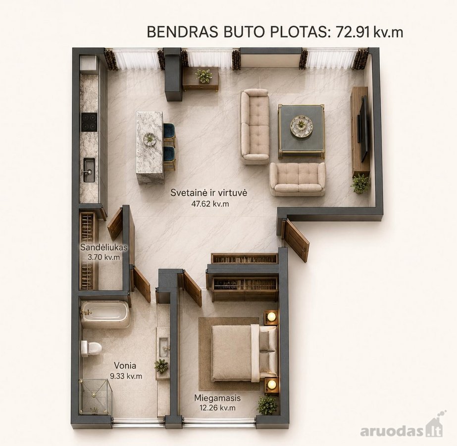 73 m² Apartamentai Kauno Senamiesčio Širdyje. - nuotraukos Nr. 29