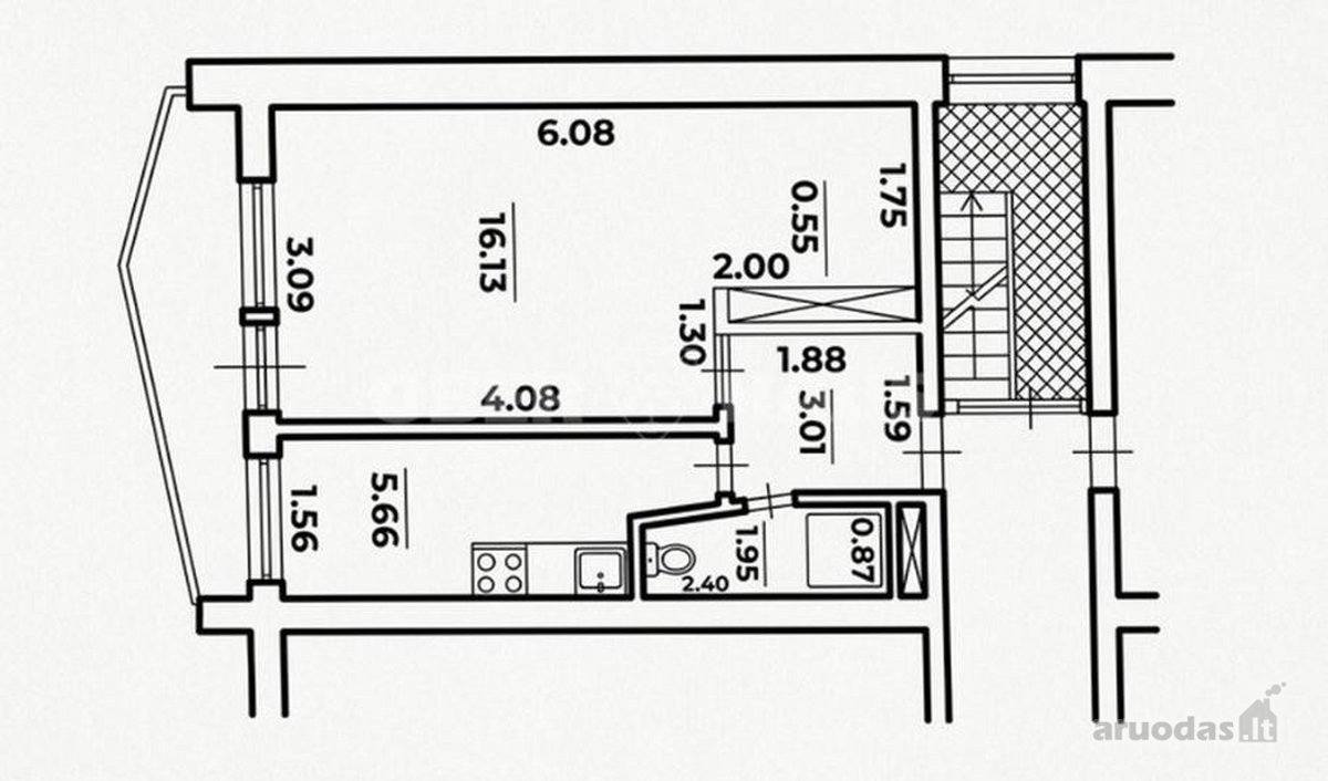 Naujai Įrengtas 1,5 K. Butas – 27,87 M² Su - nuotraukos Nr. 9
