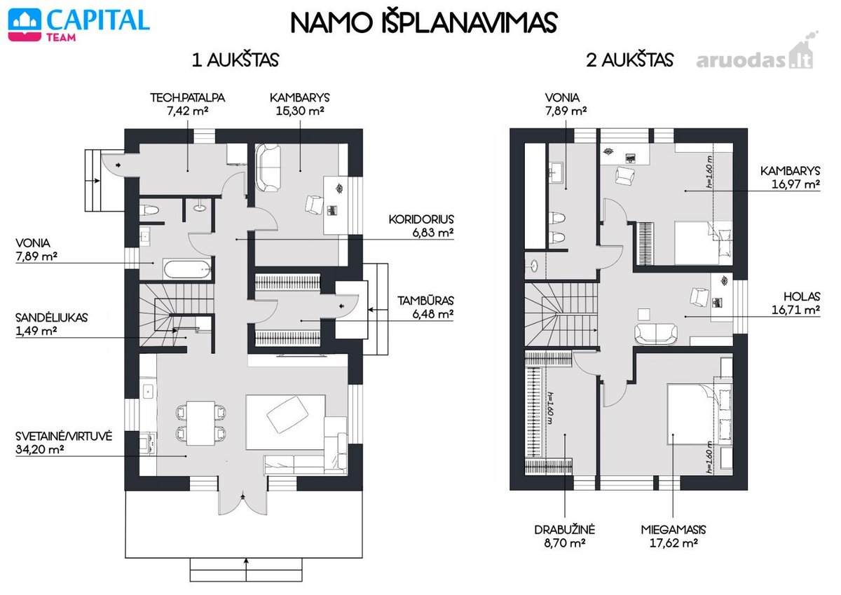 Parduodamas dalinės apdailos dviejų aukštų - nuotraukos Nr. 7