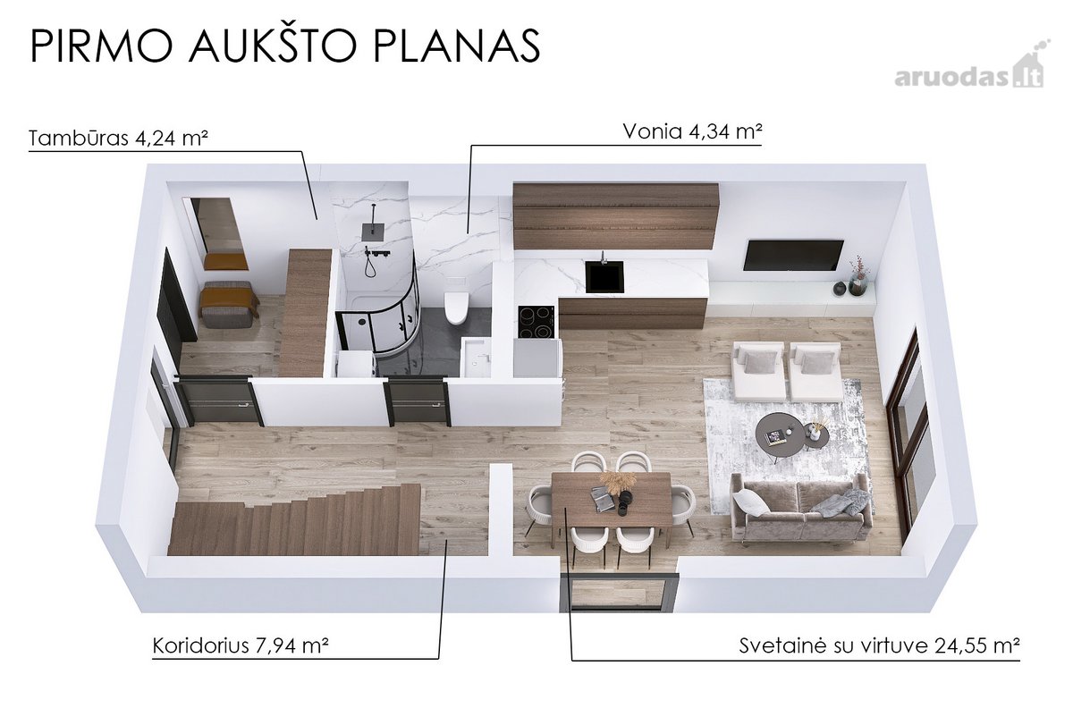 Du Kraštiniai Kotedžai Kalnėnuose – Sklypai - nuotraukos Nr. 19