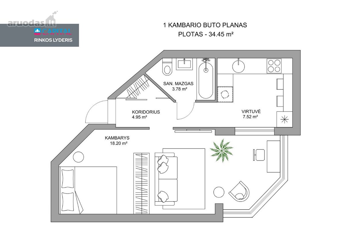Parduodamas Jaukus Ir Tvarkingas 1 Kambario - nuotraukos Nr. 21