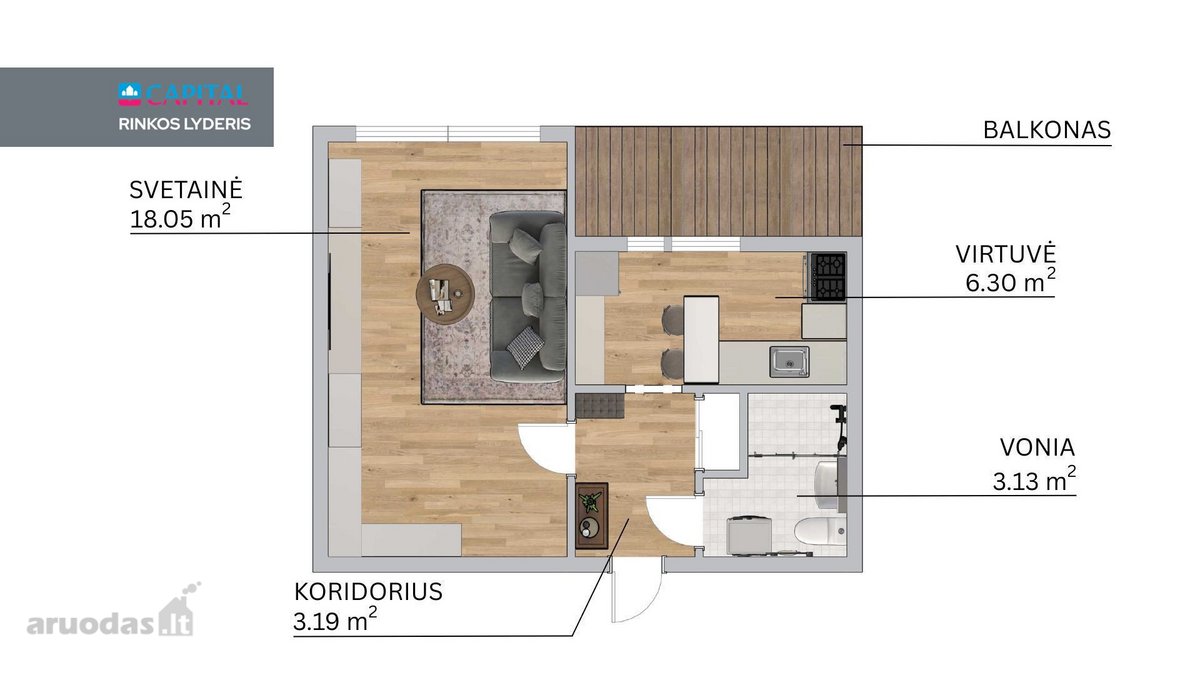 1 Kambario Butas Panevėžio G. - Puiki - nuotraukos Nr. 18