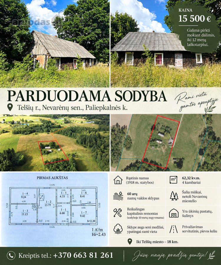 Parduodama vienkiemyje esanti sodyba su 60 - nuotraukos Nr. 2