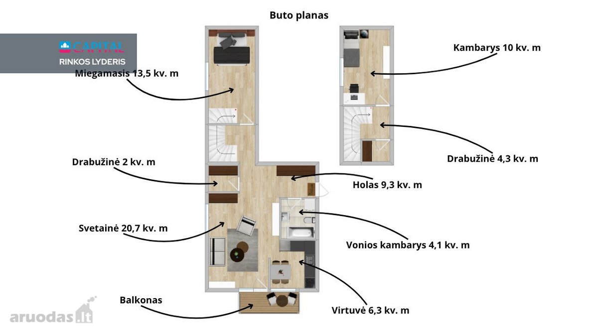 Parduodamas Pilnai Įrengtas 3 Kambarių Butas - nuotraukos Nr. 24