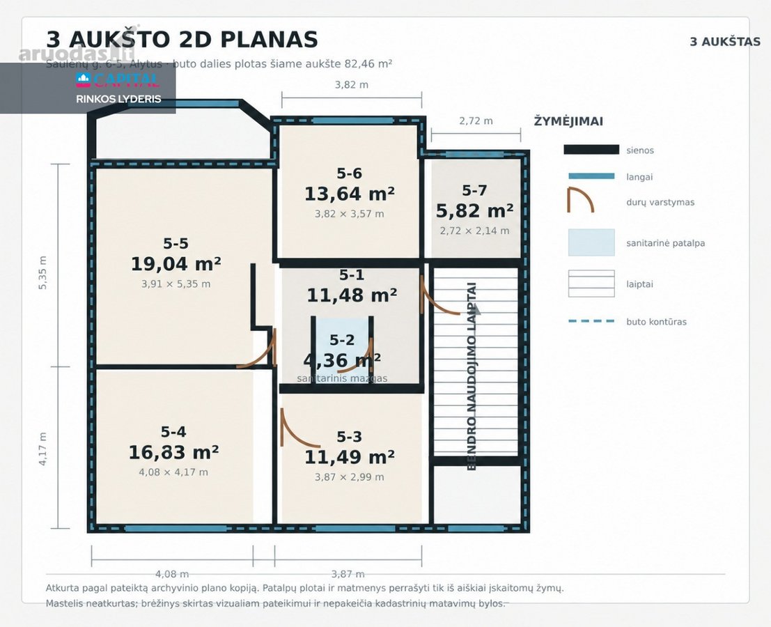 Išskirtinis 152 m² butas per du aukštus su - nuotraukos Nr. 55