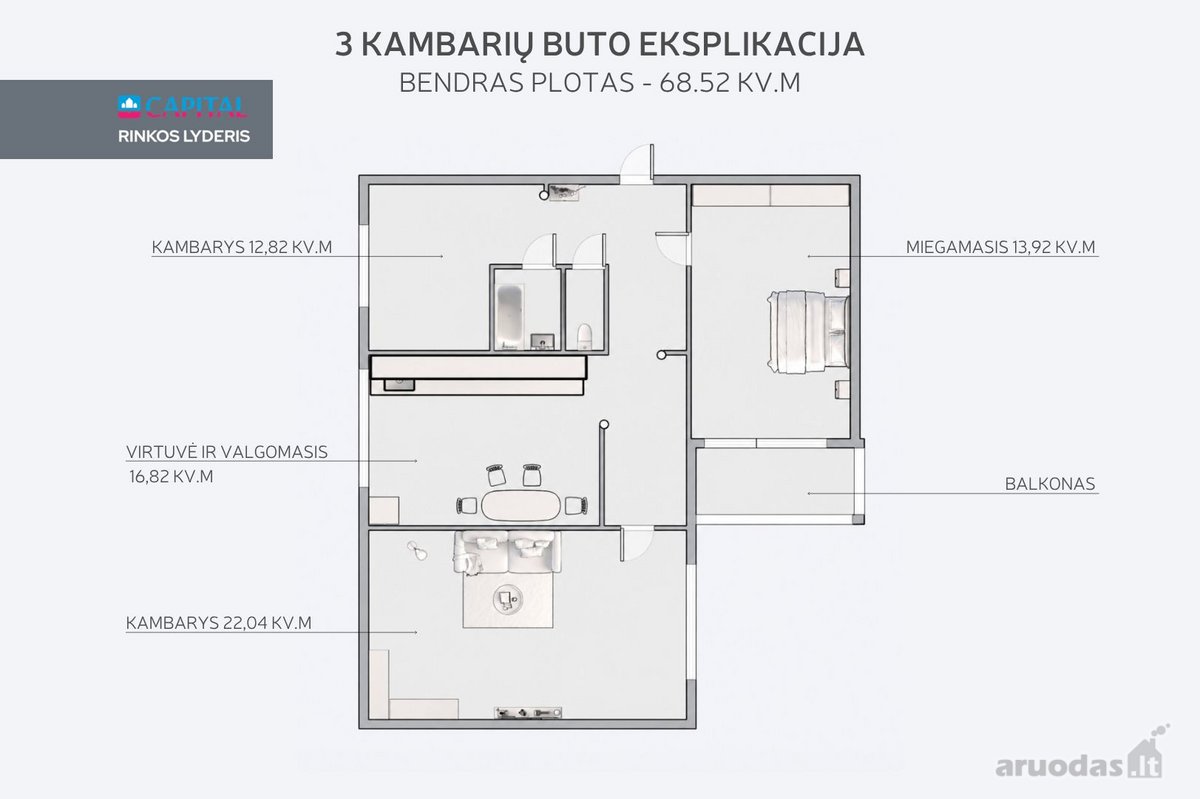Parduodamas Šviesus Ir Erdvus 3 Kambarių - nuotraukos Nr. 25