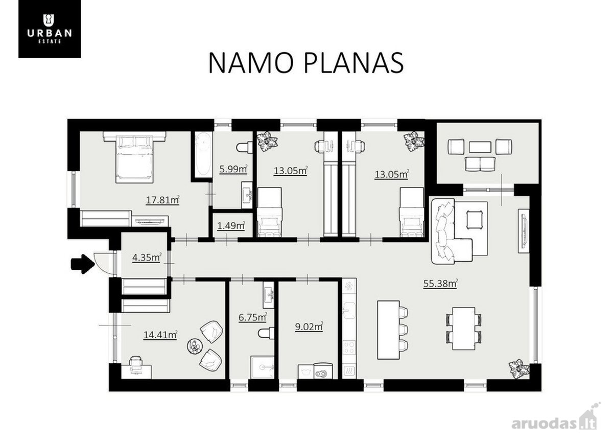 Šiuolaikiškai Įrengtas Vieno Aukšto Namas - nuotraukos Nr. 25