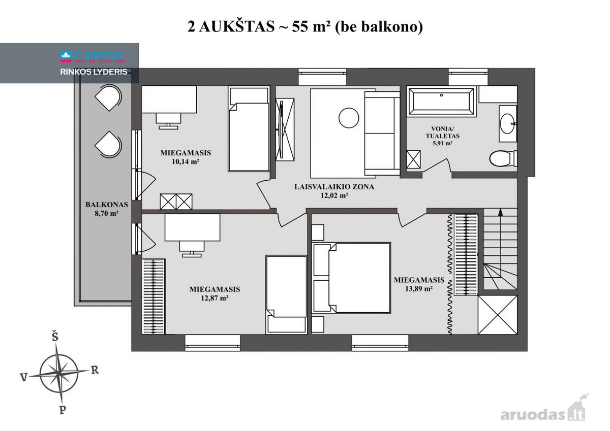 Šviesūs 5 kambarių namai Visoriuose – šeimai, - nuotraukos Nr. 35