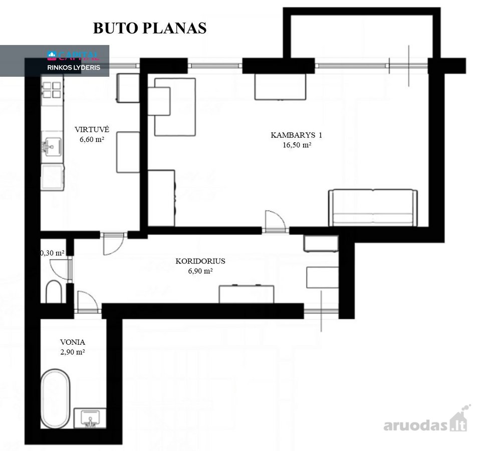 Nuomojamas 1 kambario butas A. Smetonos g. 6, - nuotraukos Nr. 28