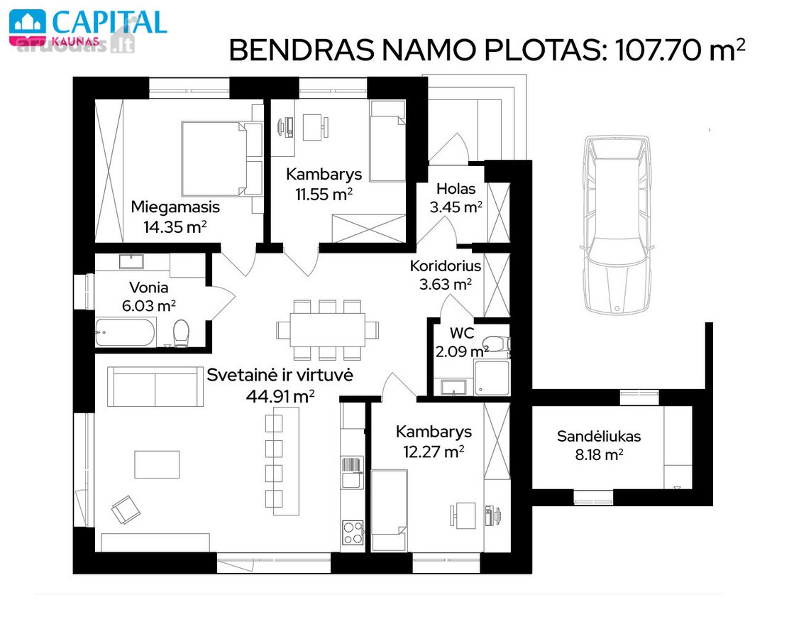 Parduodami modernūs A++ klasės, 107 m² vieno - nuotraukos Nr. 20