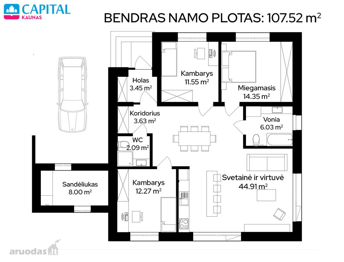 Parduodami modernūs A++ klasės, 107 m² vieno - nuotraukos Nr. 21