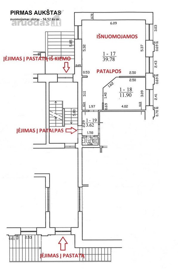 Išnuomojamos 57 kv. m ploto patalpos 3-jų - nuotraukos Nr. 8