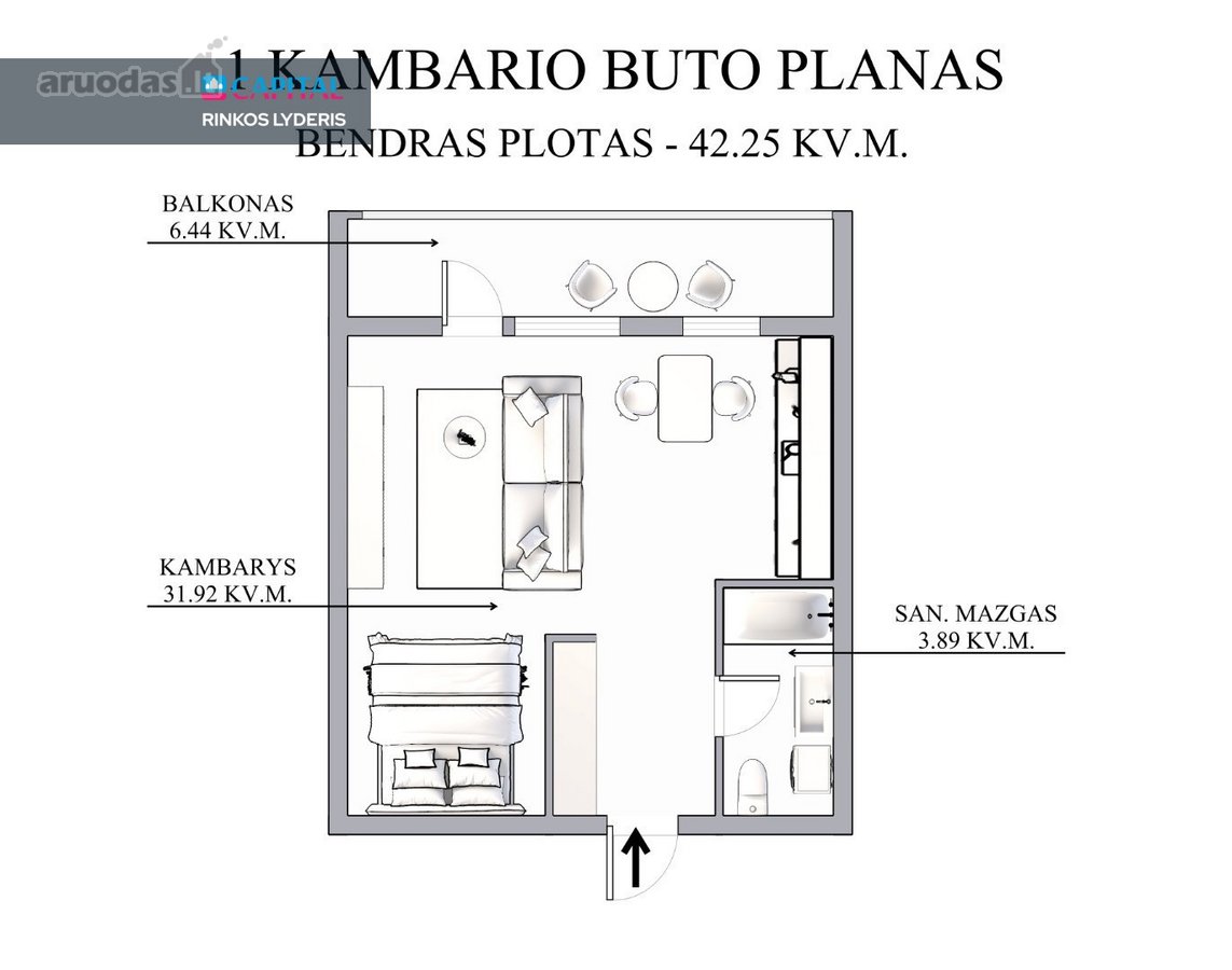 Parduodamas Jaukus Studijos Tipo Butas - nuotraukos Nr. 22