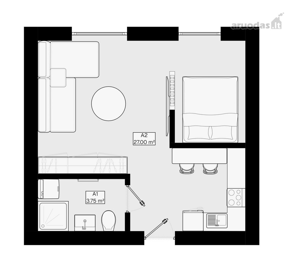 Parduodamas 1,5 Kambario Butas Marijampolėje - nuotraukos Nr. 2