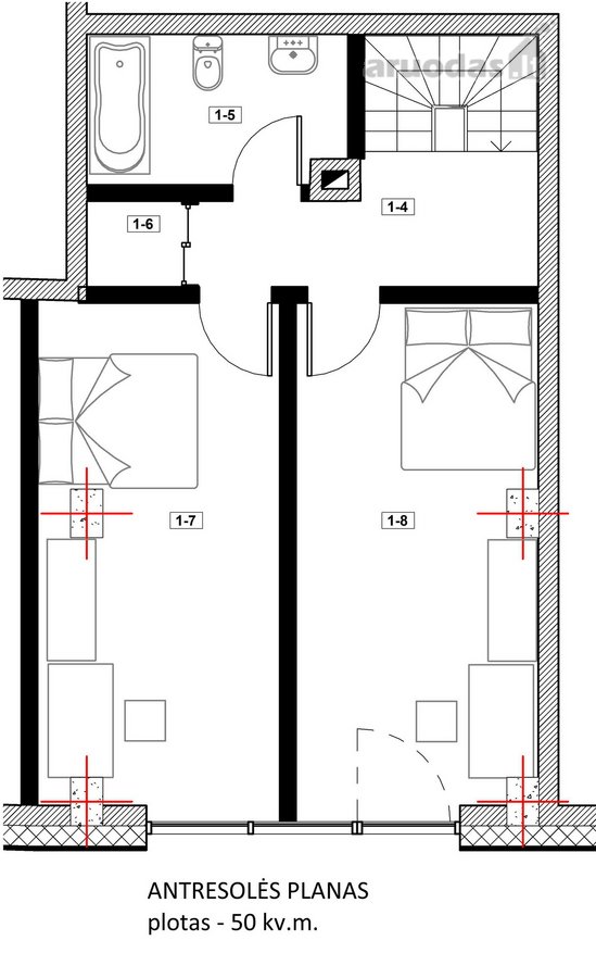 Nuomojamas Erdvus Loftinio Tipo Butas Per Du - nuotraukos Nr. 2