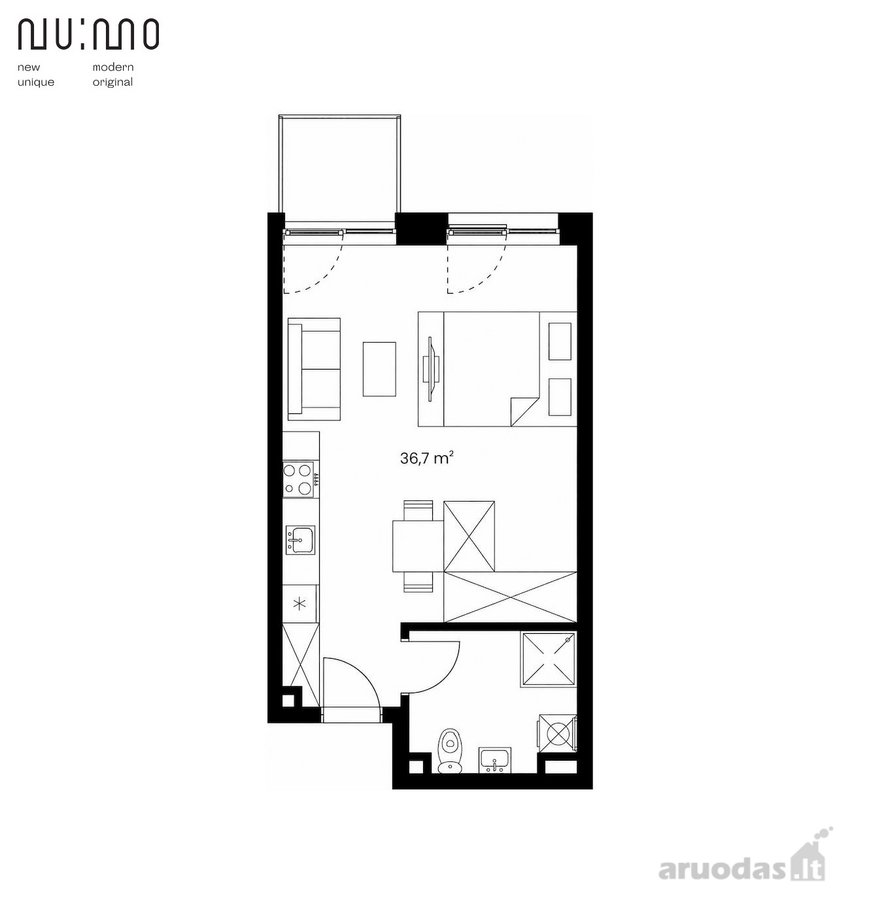 Parduodamas 36,7 m² gyvenamosios paskirties - nuotraukos Nr. 10