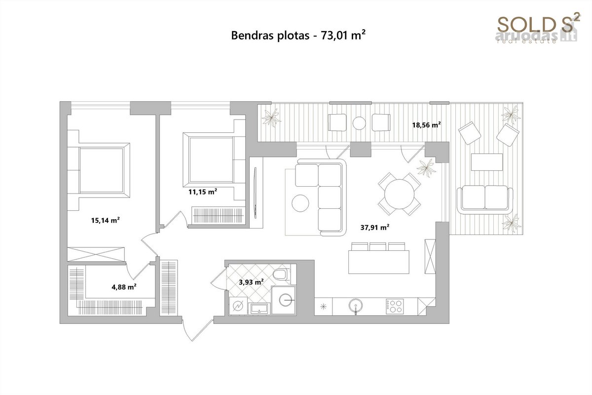 Apartamentai Markučiuose išsiskiria didele - nuotraukos Nr. 18
