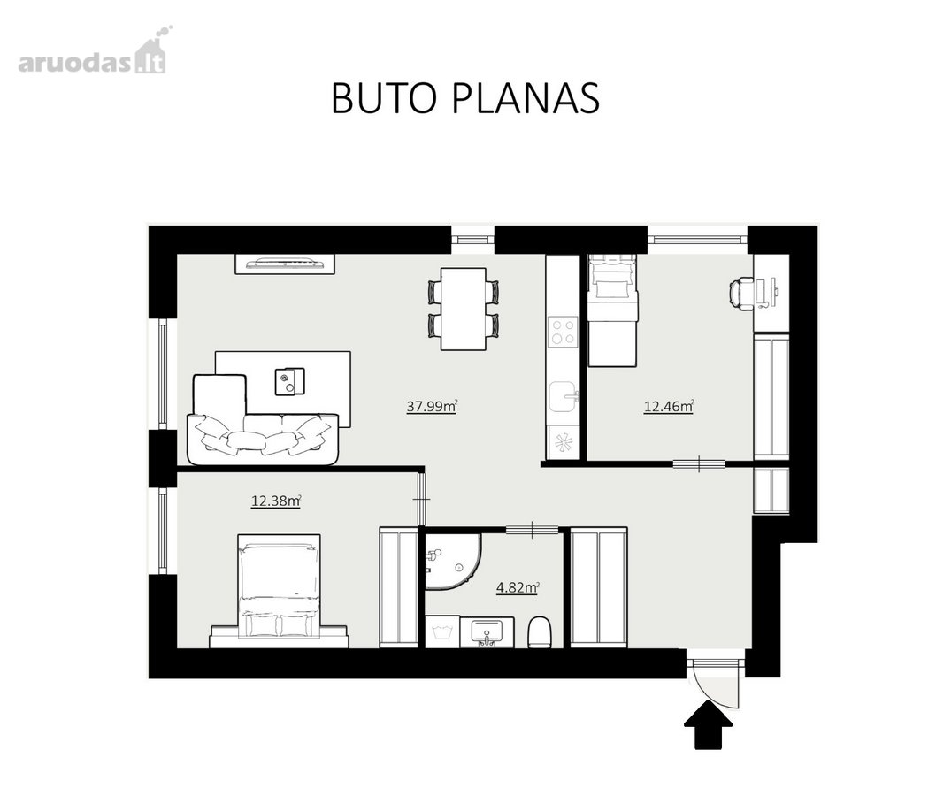 Parduodamas patogiai suplanuotas 3-jų - nuotraukos Nr. 3
