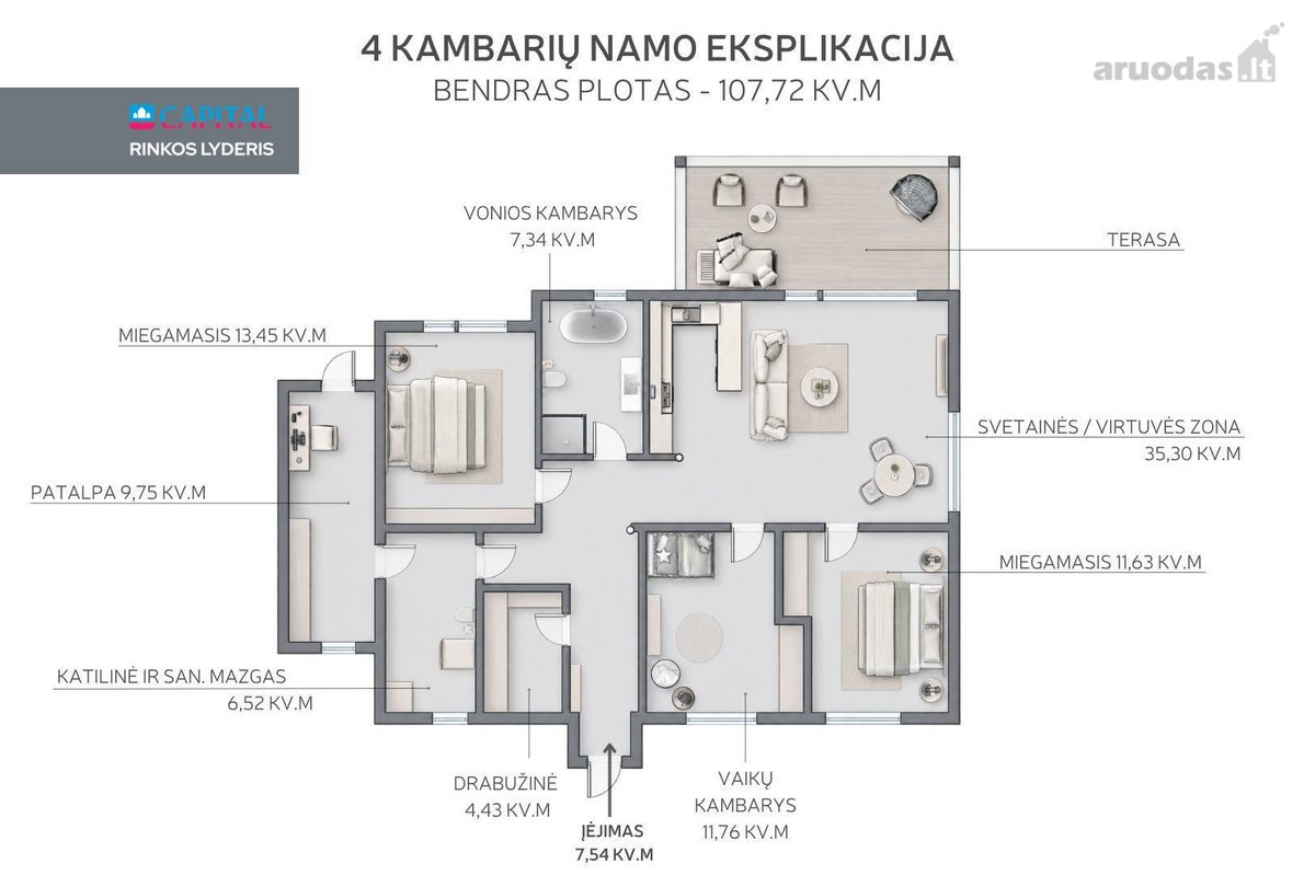 Išskirtinai Įrengtas 4 Kambarių A++ Namas Su - nuotraukos Nr. 26