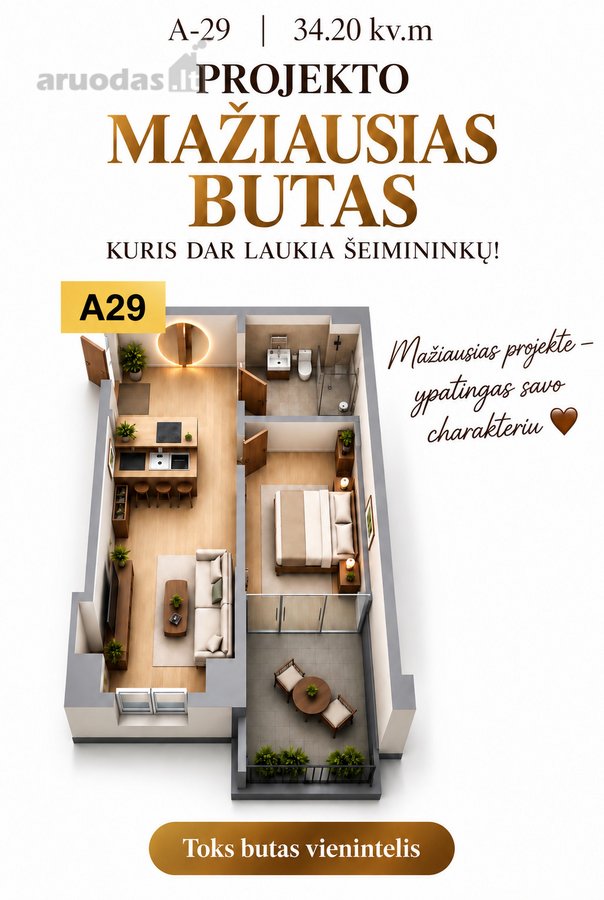 Parduodamas 2 kambarių butas su balkonu - nuotraukos Nr. 2