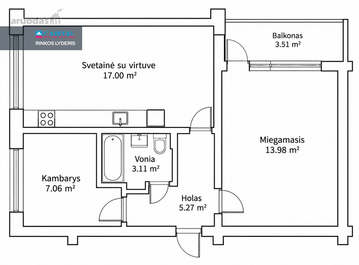 Šviesus 3 Kambarių Butas Karoliniškėse  - nuotraukos Nr. 14