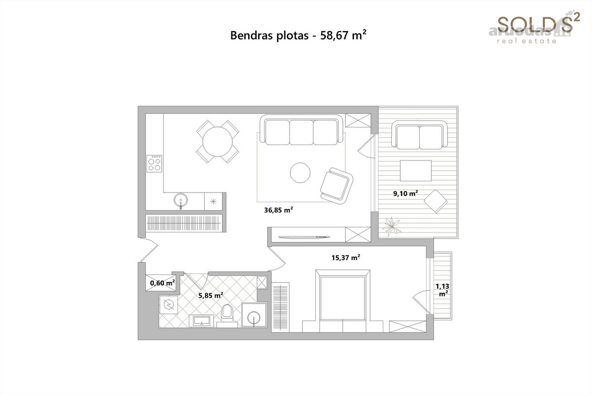 Apartamentai su terasa Žvėryne, Danielių - nuotraukos Nr. 13