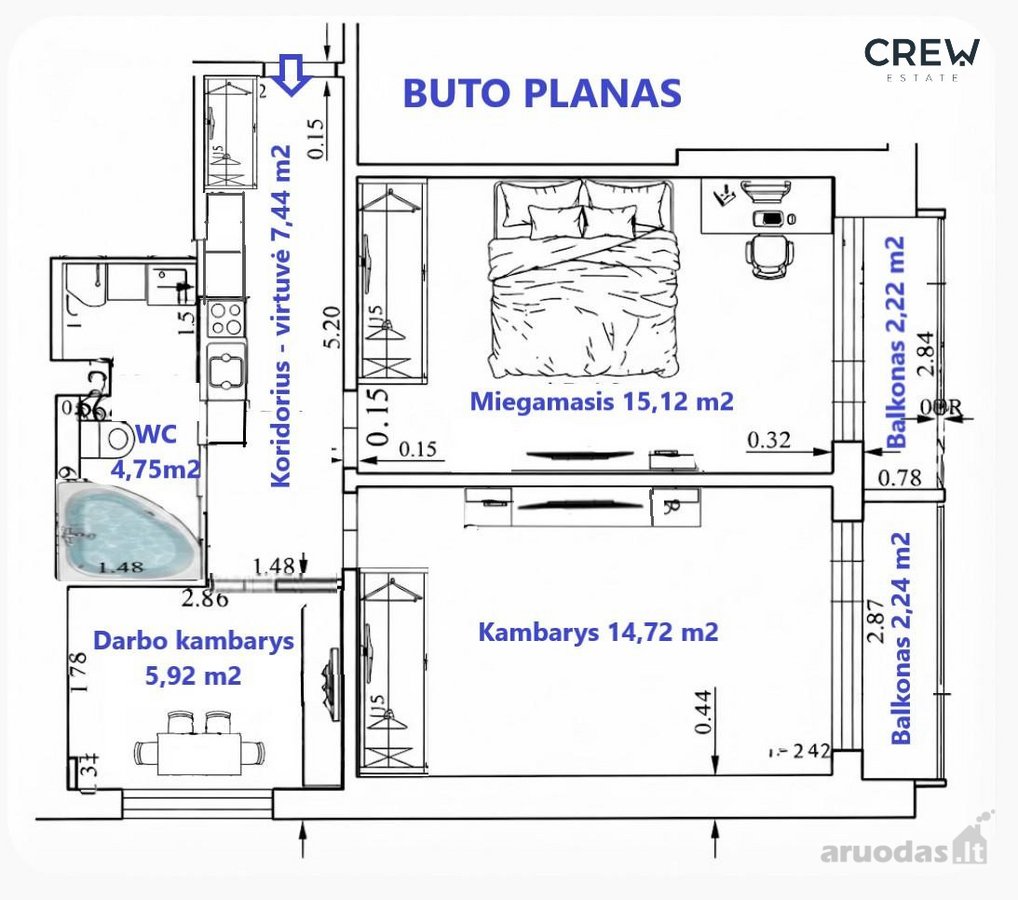 Optimaliai išplanuotas 3k. butas su - nuotraukos Nr. 4
