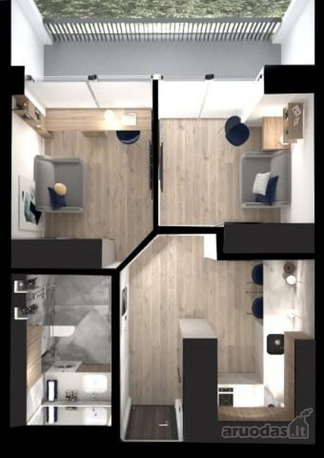 Modernus 2 Kambarių Apartamentas Su 8 M² - nuotraukos Nr. 34