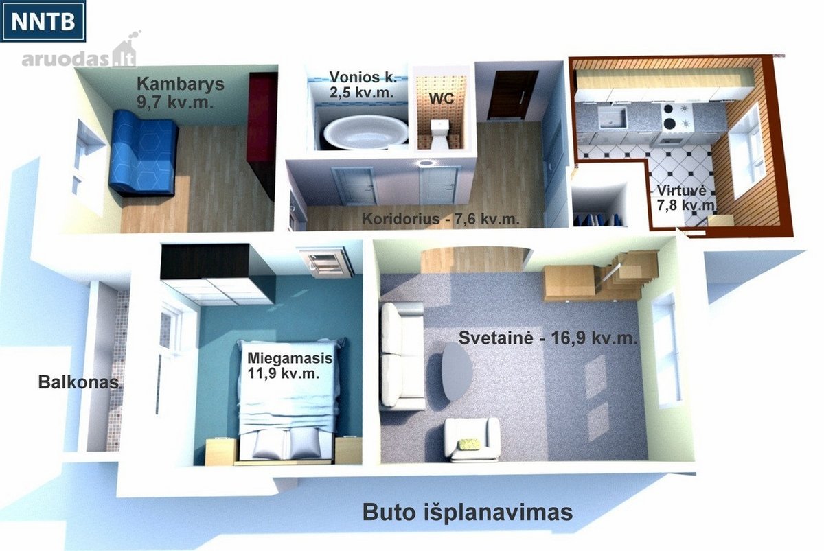 Nuomojamas 3 kambarių butas Vilniaus g. 92, - nuotraukos Nr. 29