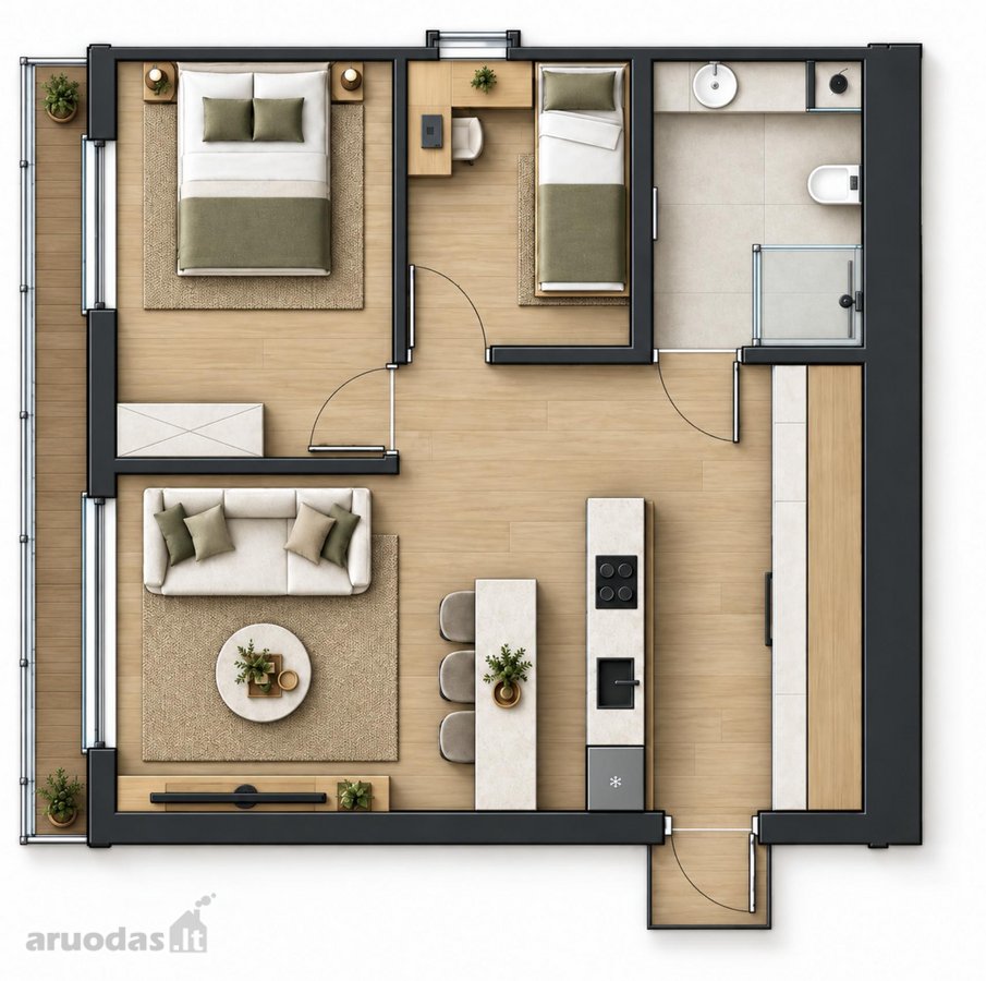 Parduodamas Šviesus 51,7 M² Butas Su Erdviu - nuotraukos Nr. 5