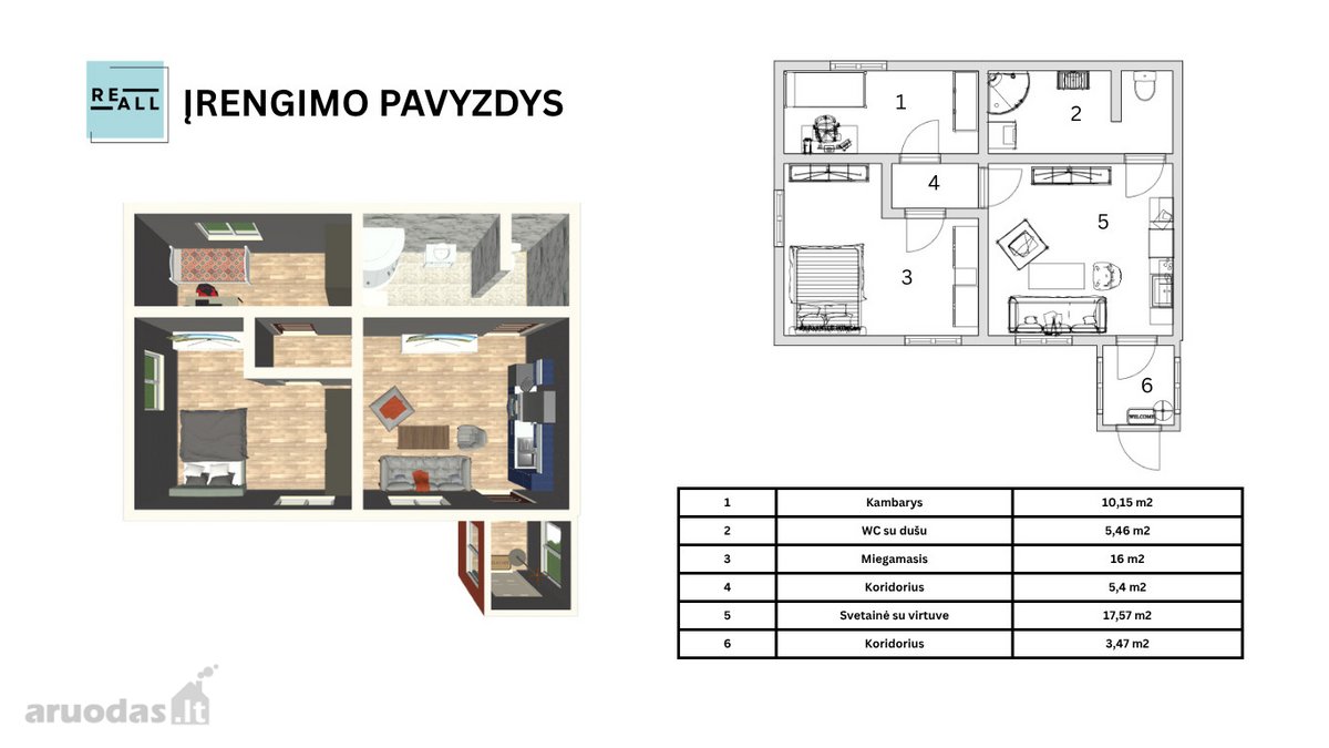 Parduodama 61,95 M² Namo Dalis Su 11,13 A - nuotraukos Nr. 9