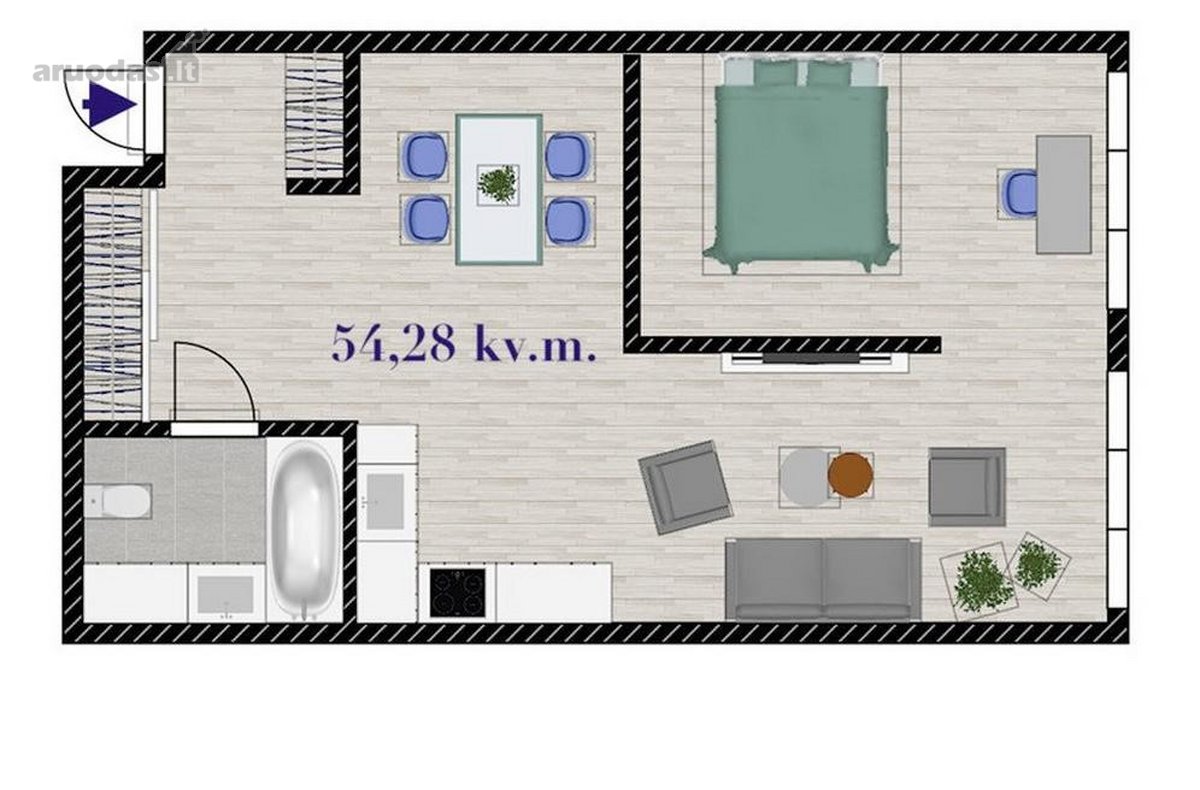 Parduodamas Erdvus 54,28 m² Butas - nuotraukos Nr. 15