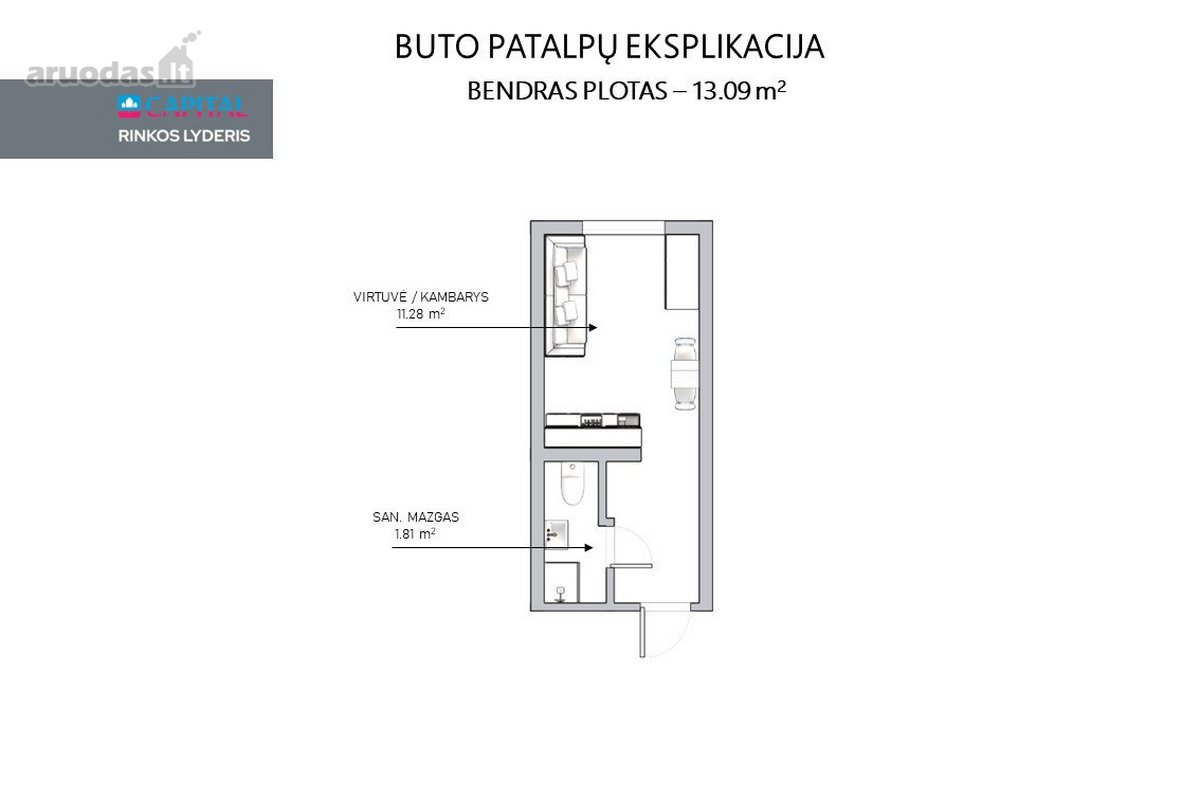 Parduodamas 1 Kambario Butas Naujamiestyje - nuotraukos Nr. 6