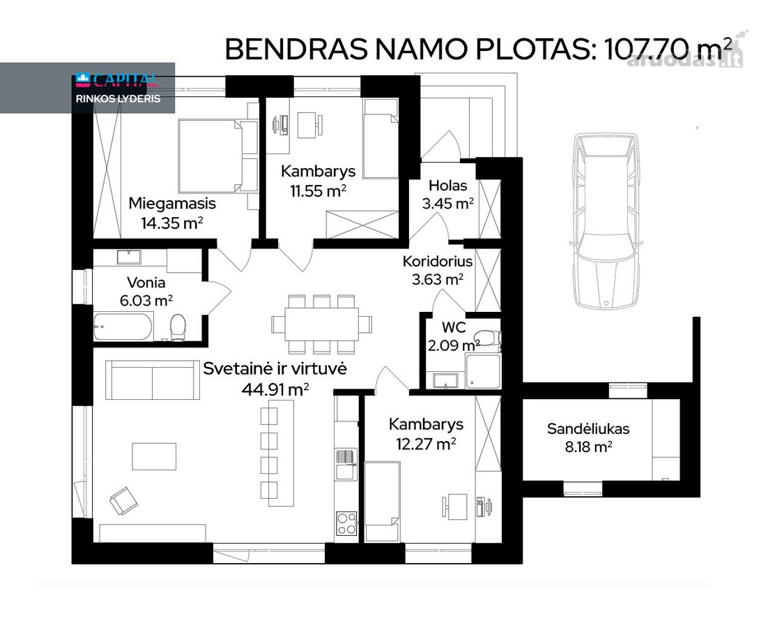 Parduodami modernūs A++ klasės, 107 m² vieno - nuotraukos Nr. 7