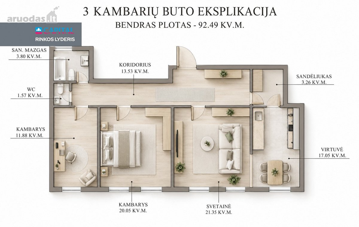 Parduodamas Šviesus, 3 Kambarių Butas - nuotraukos Nr. 20