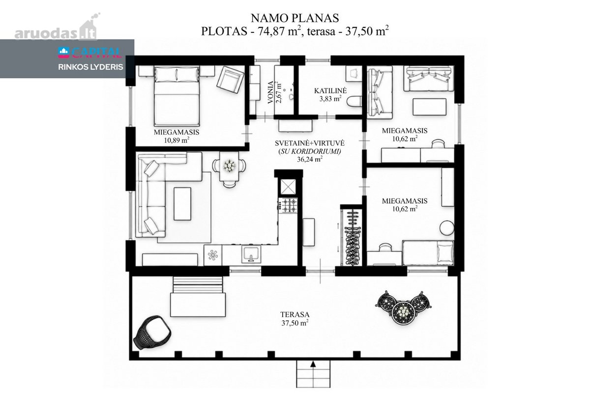 Parduodamas Naujas A++ Klasės Vienaukštis - nuotraukos Nr. 31