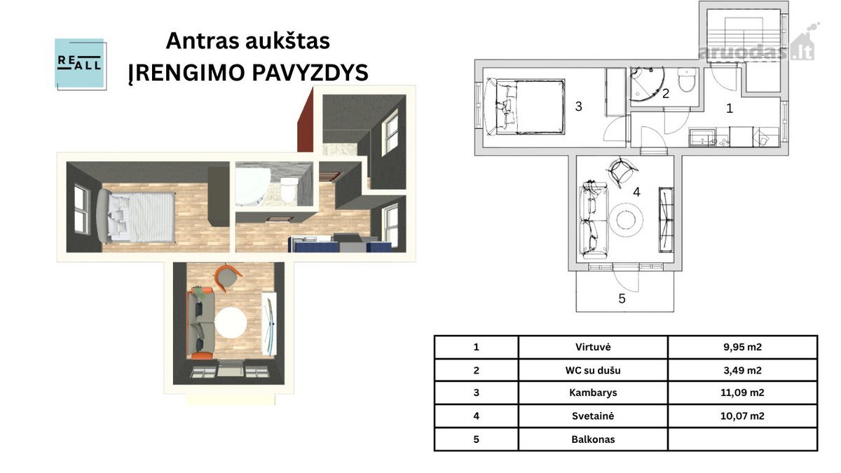 Parduodamas 62,95 M² Butas Su Garažu Ir - nuotraukos Nr. 11