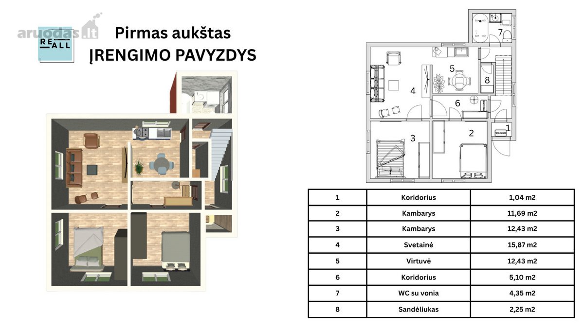 Parduodamas 62,95 M² Butas Su Garažu Ir - nuotraukos Nr. 7
