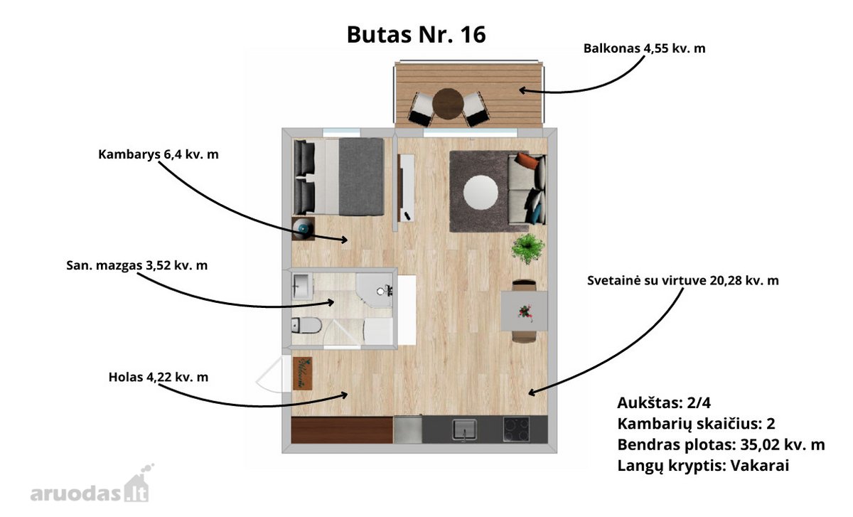 Naujas, Jaukus Ir Ekonomiškas Butų Projektas - nuotraukos Nr. 23