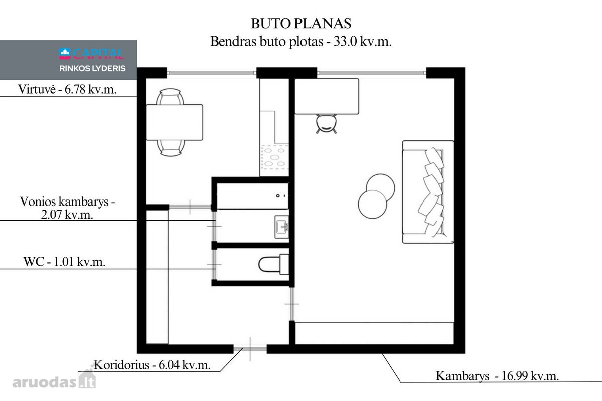Nuomojamas Jaukus 1 Kambario Butas, - nuotraukos Nr. 20