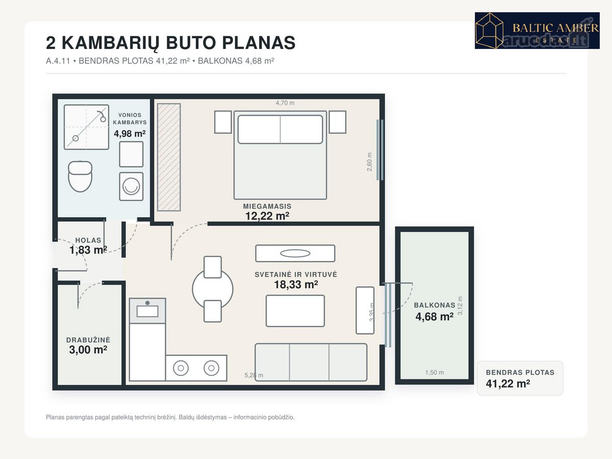 Parduodamas 2 Kambarių Butas Projekte „Mūnai - nuotraukos Nr. 19