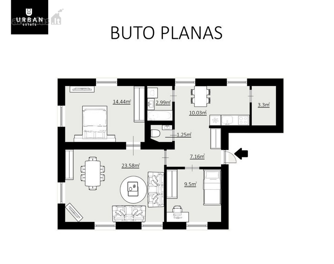 Erdvus, Funkcionaliai Išplanuotas Butas - nuotraukos Nr. 11