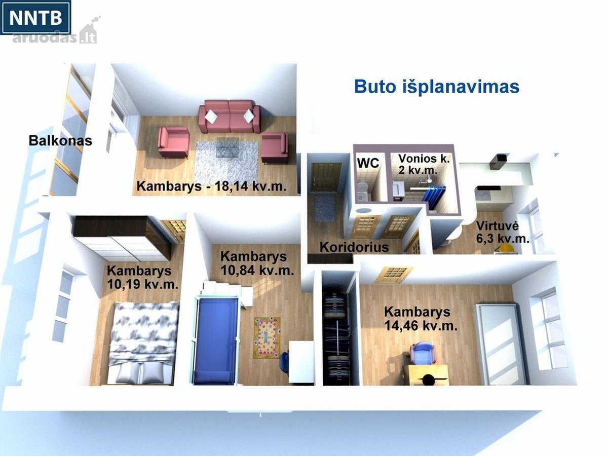 Parduodamas 4 kambarių butas antrame namo - nuotraukos Nr. 20